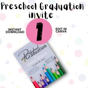 Instant Download | Preschool Grad | Editable Invitation | Pre-K Kindergarten Class Graduation Announcement | Graduation Invitation Template