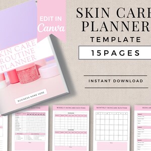 Hautpflege Planer | Digitaler Planer | Nachtwäsche | Hautpflege Journal | Hautpflege Routine Printable | Haarpflege | Glow Up Planer