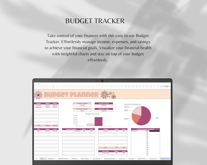 Google Sheet Bundle Life Balance Home Project Planner Digital Grocery List Daily Planner Excel