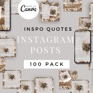 100 Instagram Inspirational Quote Pack| Editable Quote Templates| Motivational Quote Set| Neutral Social Media Posts| Blogger Engagement Kit