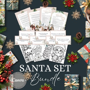 Carta de Santa / Certificado de lista agradable / Carta de Papá Noel / Papelería de Santa imprimible / Lista de deseos de Navidad Svg / Querido Santa