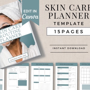 Huidverzorgingsplanner | Digitale Planner | Nachtroutine | Huidverzorgingsdagboek | Huidverzorgingsroutine afdrukbaar | Haarverzorgingsroutine | Glow-up planner