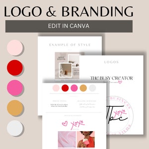 Tablero de estado de ánimo / Logotipo dibujado a mano personalizado / Kit de marca diy / Paquete de Instagram / Diseño de logotipo diy / 65 plantillas de tablero de marca / Paquete de marca