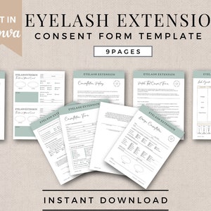 Eyelash Extension Forms | Editable Esthetician Forms | Lash Extension Form | Lash Tech Consultation | Client Intake | Beauty Salon Forms