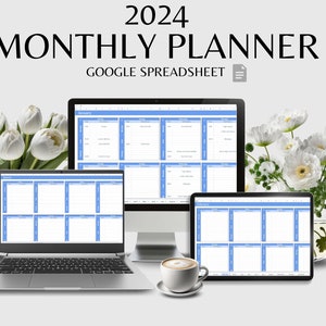 Monthly Calendar Spreadsheet Template Google Sheets | Task Tracker | Daily Calendar | Digital Calendar 2024 2025 | To-Do List | Goal Tracker