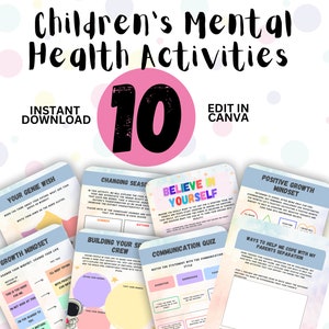 Mental Health | Kids Therapy | Coping Skills For Kids | Canva template, Digital Download | School Counselling Resources | Therapy Worksheets