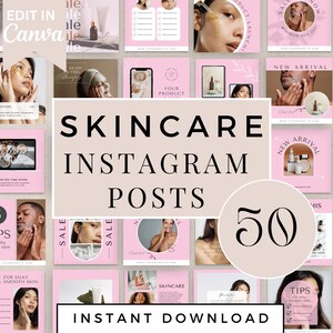 Esthetician Instagram Templates | Beauty Social Media | 100 Skincare Instagram Posts Template | Esthetician Story Covers | Canva Templates