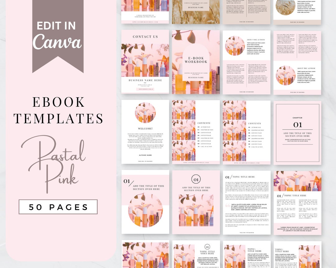 Pink Blog Emplae Workbook Template, Ebook Digital Download, Minimalist Magazine Template ...