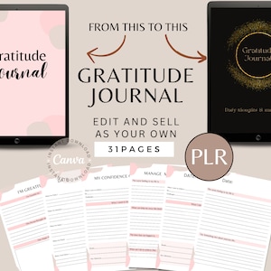 Plr Gratitude Journal | Digital Planner | Daily Mindfulness Journal | Mental Health | Plr Planner Templates | Plr Digital Journal
