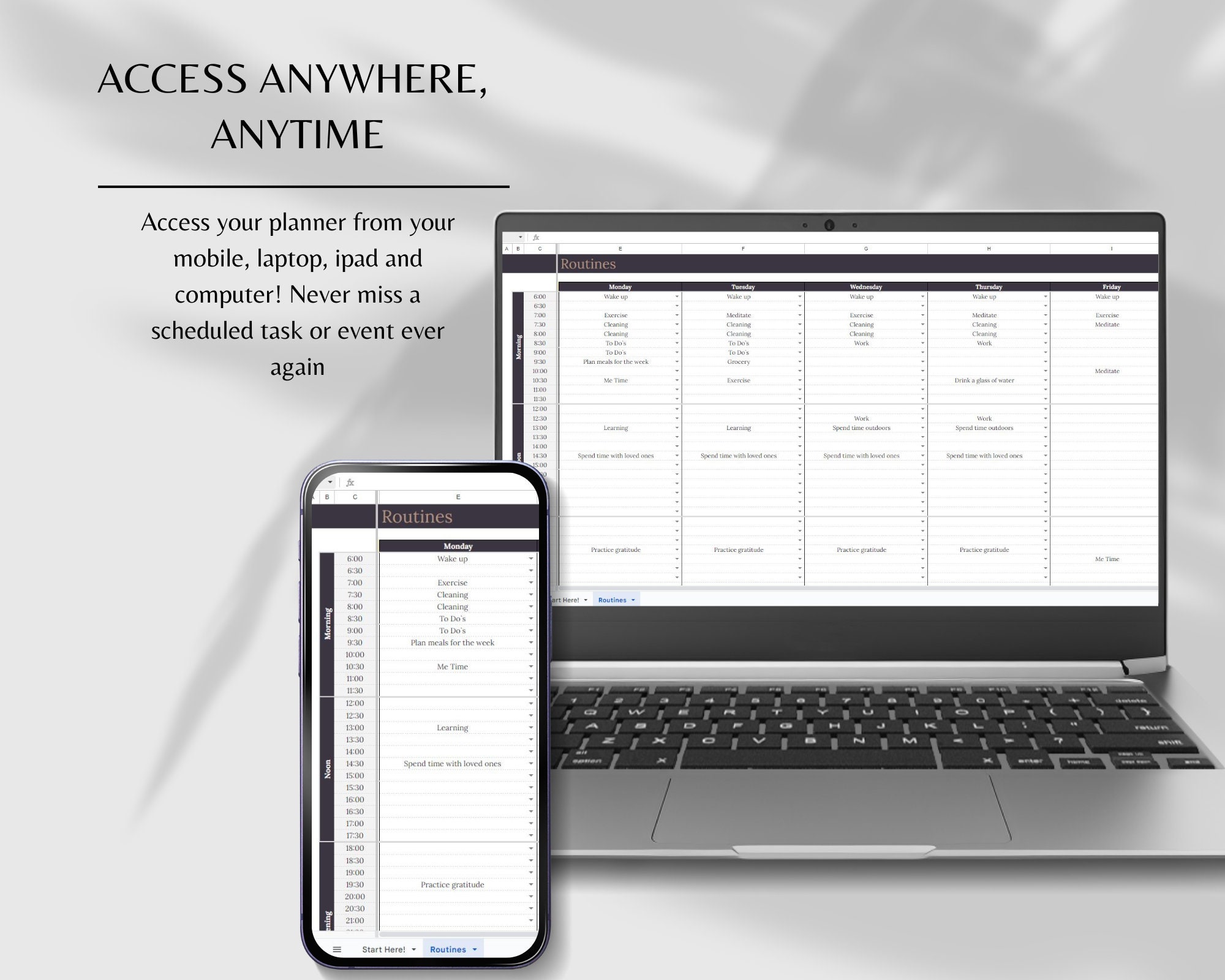 Daily Routine Productivity Planner 365 Day Planner Daily Planner Google ...