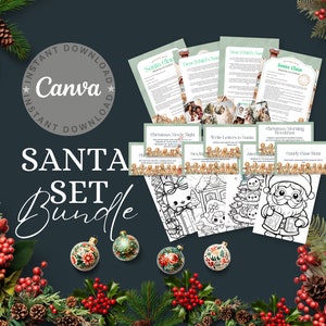 Descarga instantánea / Querido Santa / Lista de deseos de Navidad / Carta de los niños a Santa / Relleno de caja de Nochebuena / Carta de Santa de Elf