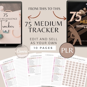 75 Medium Challenge Tracker | RESELL RIGHTS | Weight Loss Challenge | 75 Day Challenge Printable | Fitness Journal | Self Improvement