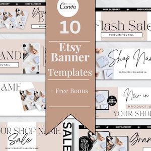 Etsy Banner Templates | Etsy Shop Banners | Etsy Shop Kit Aesthetic | Photography Logo | Etsy Branding Kit | Shop Bundle | Canva Templates