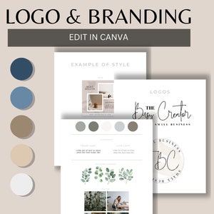 Business Branding Template | Editable Brand Boards | Font Pairings | Brand Kit Template | Mood Board Templates | Canva Template