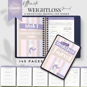 Weight Loss Journal | Calorie Tracker | Fitness Planner Printable | Self Care | Weightloss Track | Weight Watchers | Weight Goal