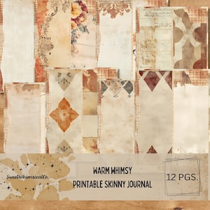 Kit di diario Skinny Junk stampabile, carta per diario Junk vittoriana, foglio collage, download digitale, pagine di supporto, Auburn, Vintage, alto