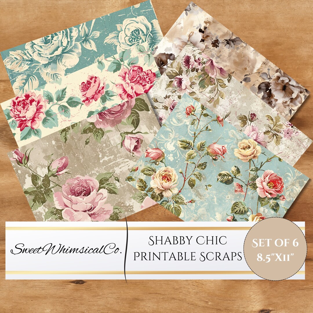 Shabby Chic Floral Printable Journal Pages, Collage Paper (digital ...