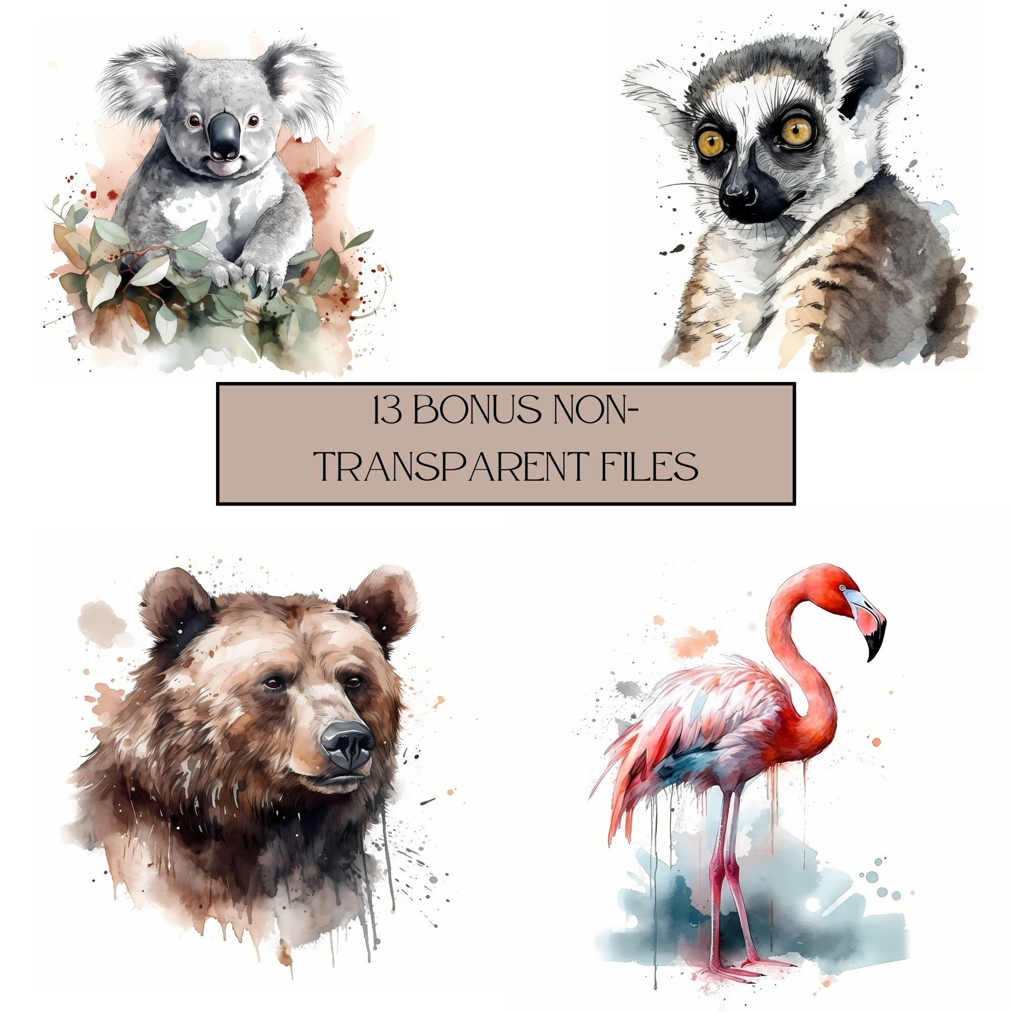 Digital Clipart Zoo Animal Stickers PNG Sticker Clip Art Etsy