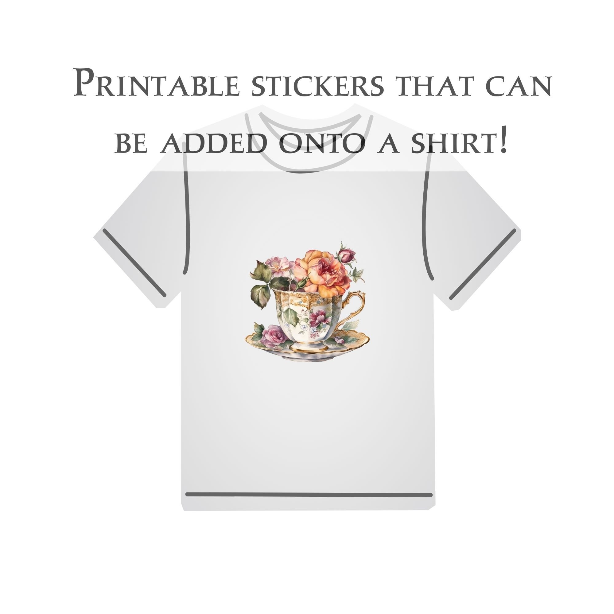 Vintage Teacup Clipart Tea Cup Stickers Transparent PNG Etsy