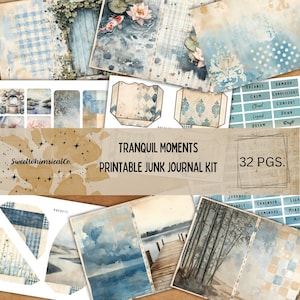 Afdrukbare Junk Journal Starter Kit Sprookjespagina's Ephemera Pack Rustige kaart Digitale Download Serene Fantasy Scrapbook