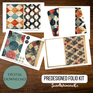 Retro Folio Kit, Junk Journal Paper, Collage Sheet, Digital Download, Crafts, Printable, Backing, Vintage, Stuffed Pockets