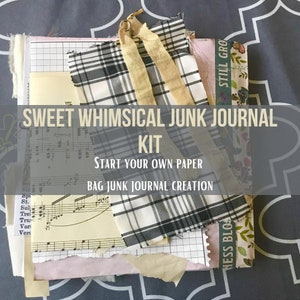 50 Plus Piece Personalized Junk Journal Starter Kit, Customizable Journal Materials, Paper Ephemera, Pre-sewn Paper Bag Booklet