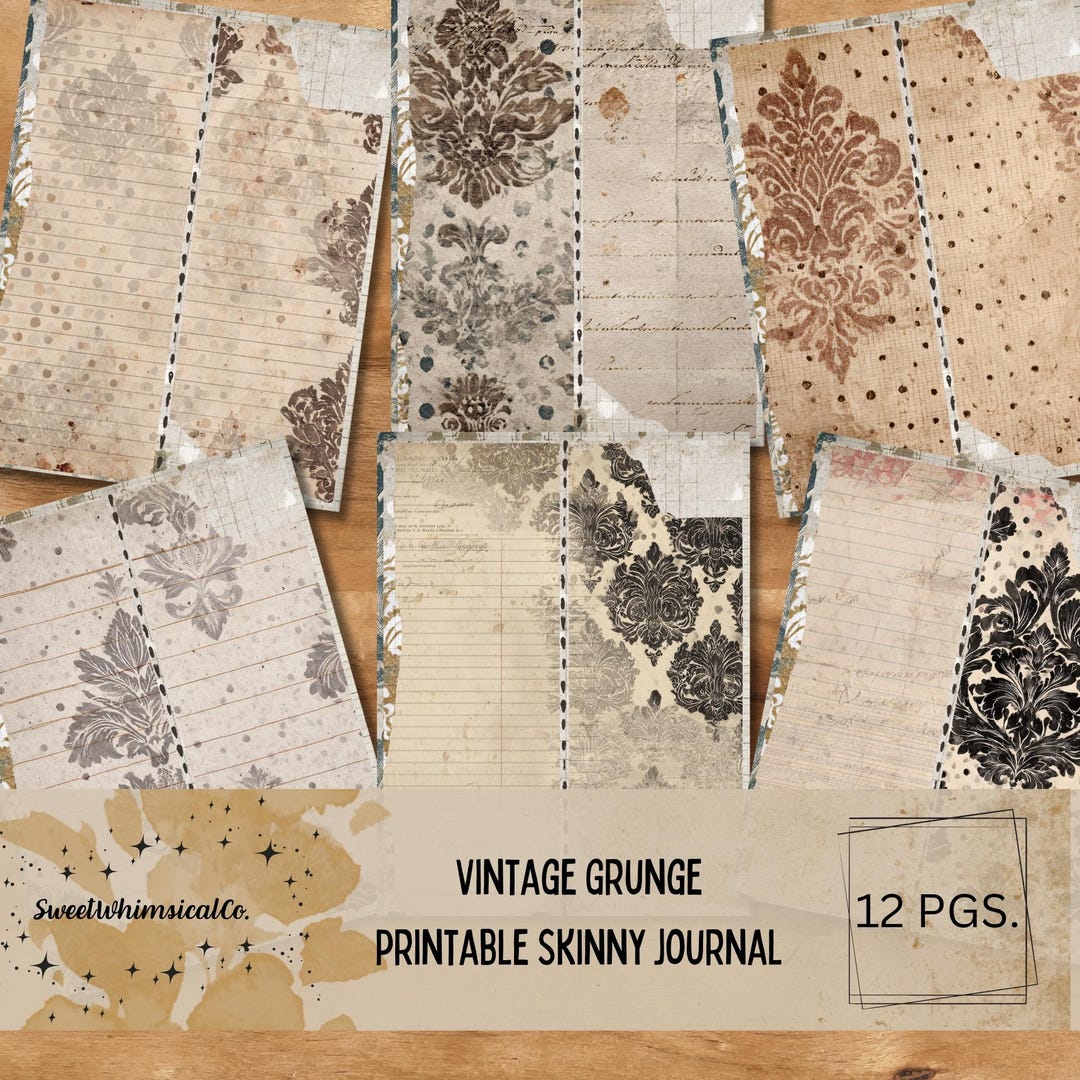Vintage Grunge Skinny Junk Journal Kit, Vintage Paper (digital Download ...