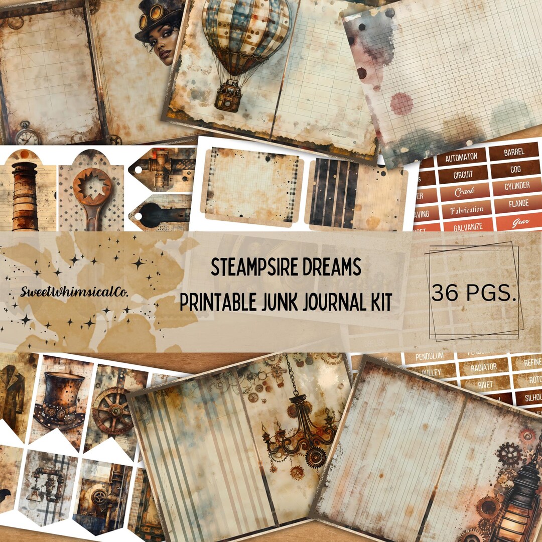 Steampunk Junk Journal Starter Kit Printable 36 Pages Digital Download ...