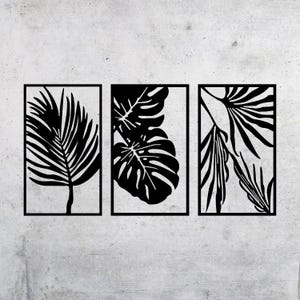 Set of 3 Leaf Wall Art | Laser Cut File | DXF SVG Glowforge CNC Router | Metal, Wood, Vinyl Cutting & Engraving | Instant Digital Download