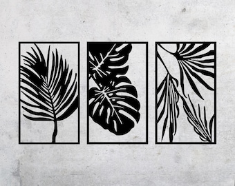 Lot de 3 oeuvres d'art murales | Fichier découpé au laser | Routeur CNC Glowforge SVG DXF | Découpe et gravure de métal, de bois et de vinyle | Téléchargement numérique instantané