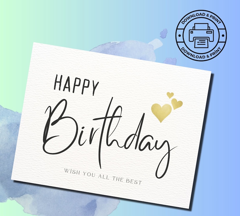 Happy Birthday Printable Card and Envelope / Instant Download PDF ...
