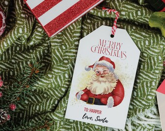 Printable Secret Santa Gift Tags,Customizable Christmas Tags,Santa Claus Tags,Personalized Christmas Labels