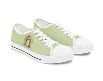 Vintage Floral Dragon Sneakers | Low Top Shoes, Pastel Green