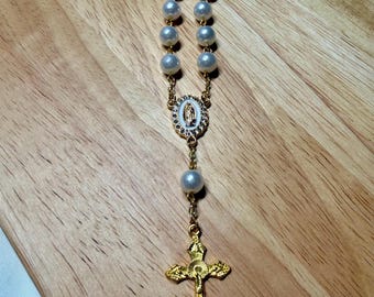 Pearl and Gold Pocket Rosary: Our Lady of Guadalupe Center