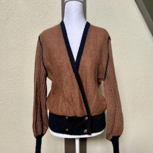 Vintage Louis Féraud Mohair Wool Cardigan | Western Germany 70s 80s Designer Wrap Sweater
