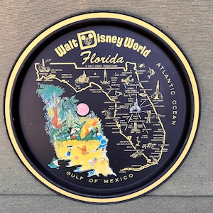 Vintage Walt Disney World-souvenirdienblad Florida – jaren 1970 Disney Collectible metalen kaartenbakje