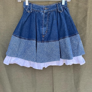 Vintage Christian Lacroix Denim Skirt with Eyelet Hem | 1980s Made in Italy Designer Jean Skirt
