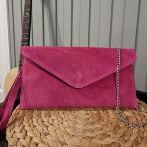 Fuschia pink suede bag shop