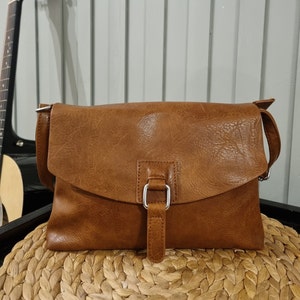 Brown Satchel bag/ Tan Crossbody bag/Women Shoulder bag/Brown Vegan Leather bag/ Brown Purse Gifts for her