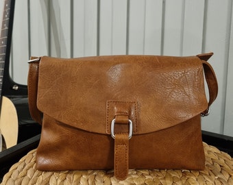 Brown Satchel bag/ Tan Crossbody bag/Women Shoulder bag/Brown Vegan Leather bag/ Brown Purse Gifts for her