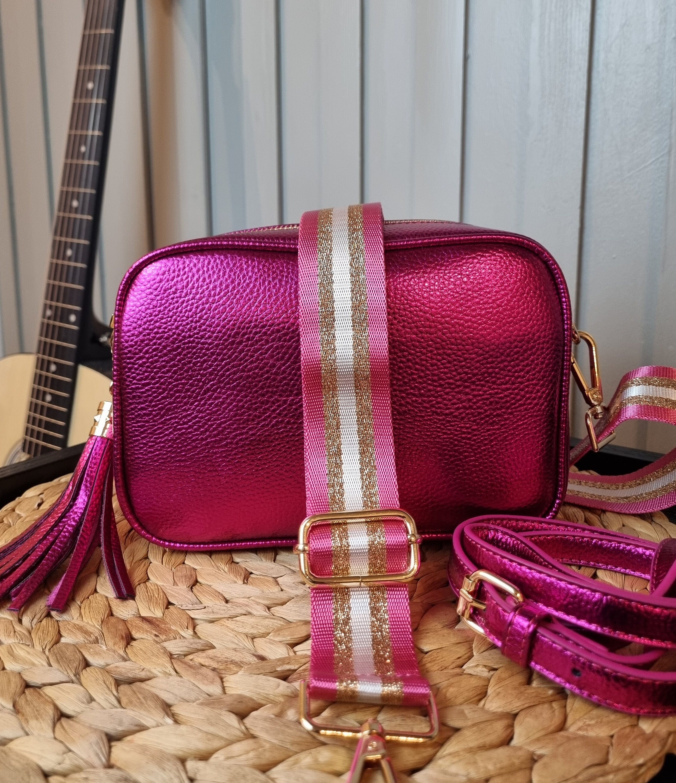 Navy and Pink Bag Strap, Handmade Crossbody Bag Strap, Attachable Shoulder Bag  Straps for Handbags, Replacement Bag Straps, Guitar Strap 