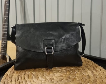 Bolso Satchel negro/Bolso bandolera negro/Bolso de hombro para mujer/Bolso de cuero vegano negro/Bolso negro/Bolsos negros/Bolso bandolera azul marino/Bolso de hombro azul