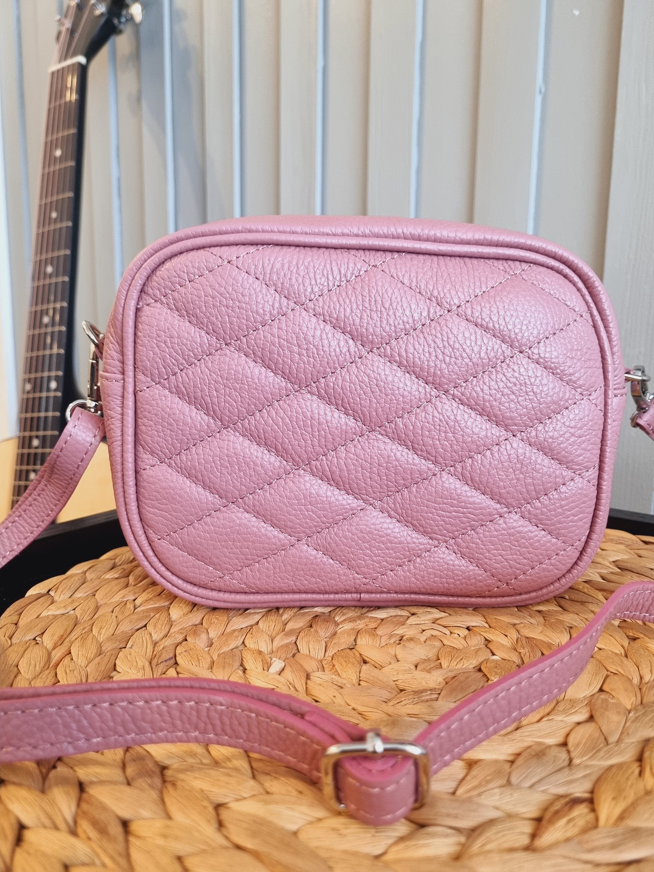 Quilted Pink Crossbody Bag/Pink Leather Bag/ Pink Bag/ Leather Crossbody/Pink Shoulder Bag First Anniversary Gift, Gifts for Her