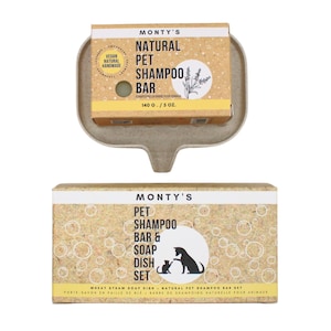 Monty&#39;s All Natural Pet Shampoo Bar and Wheat Straw Soap Dish Sets - Pet Shampoo - Pet Grooming - Dog Shampoo - Cat Shampoo - Dog Mom Gift