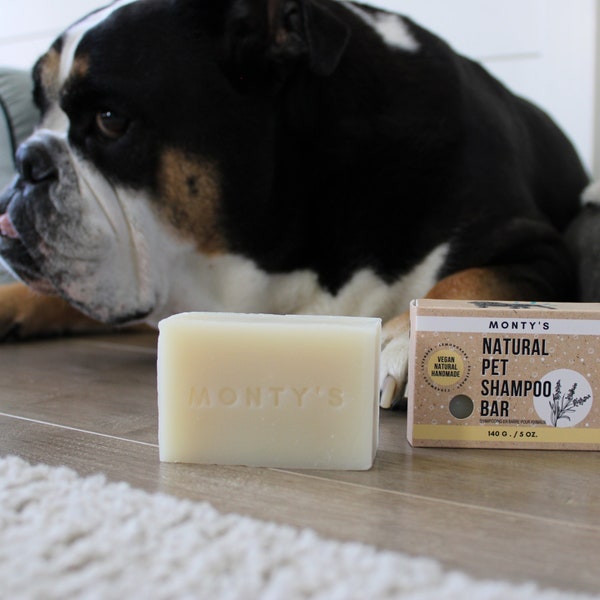 Shampoing en barre entièrement naturel pour animaux de compagnie Monty's - Romarin, citronnelle, bois de cèdre et lavande - Shampoing en barre pour chien - Shampoing naturel pour animaux de compagnie