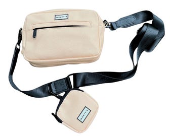 Vegan Leather Dog Walking Crossbody Bag: Treat Pouch & Poop Bag Dispenser