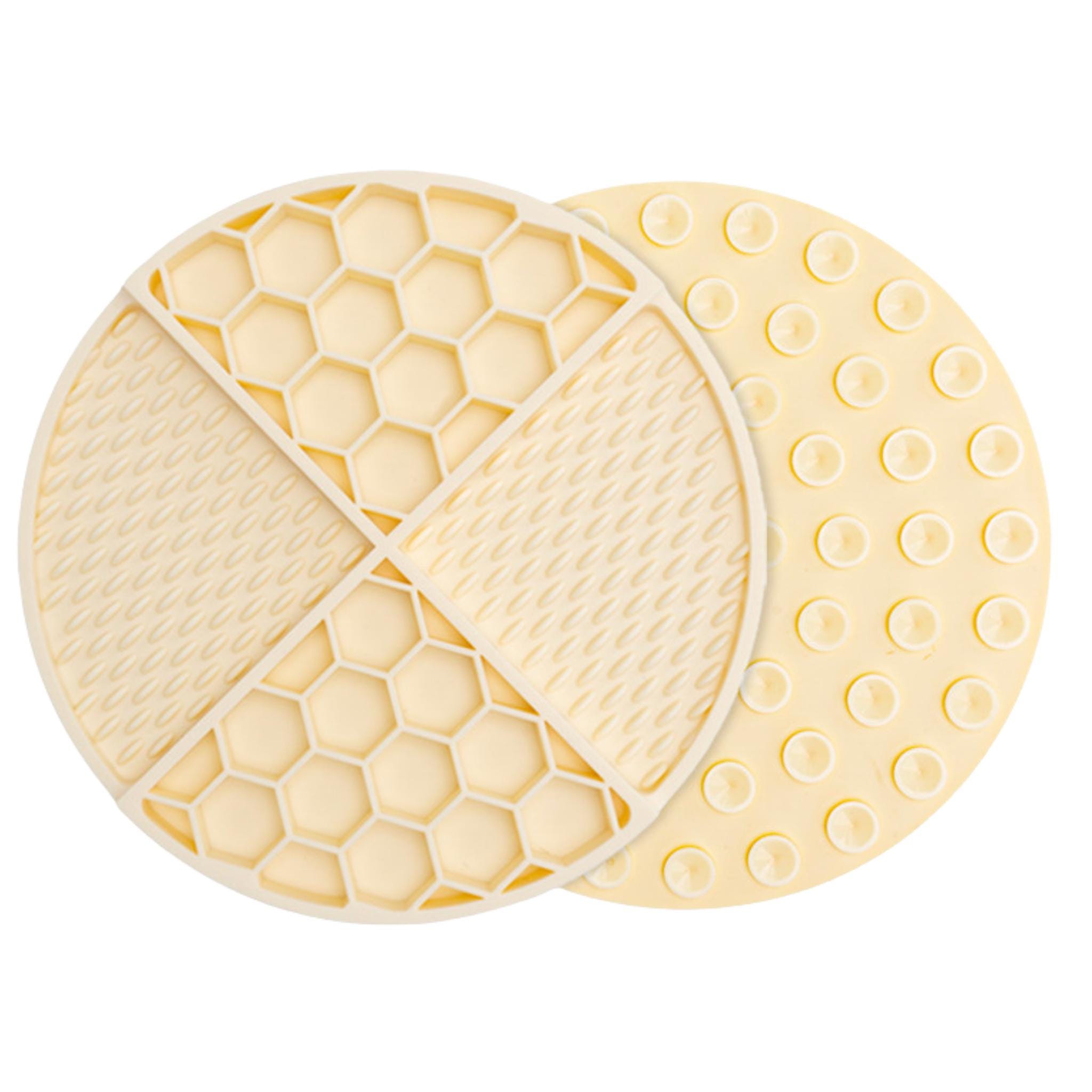 Yellow Silicone Honeycomb Slow Feeder Lick Mat for Dogs & Cats