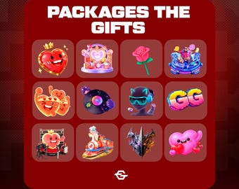 TikTok-present-emojispaket digitala klistermärken för streamers och fans (direkt nedladdning)