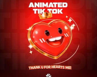 Animated 3D “Thank U for Hearts Me” for TikTok | Instant Download