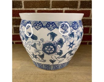 Maceta china de cerámica New England Pottery con forma de pez koi, 25,4 cm de alto, 30,5 cm de ancho.